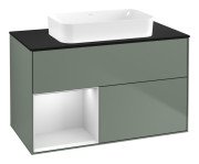 Тумба під раковину Villeroy & Boch Finion 100х50,1 см із підсвічуванням МДФ оливковий матовий лак/скло чорне матове F652MTGM