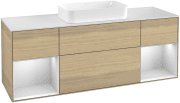 Тумба під раковину Villeroy & Boch Finion 160х50,1 см із підсвічуванням МДФ шпон дуба/скло біле матове F331MTPC