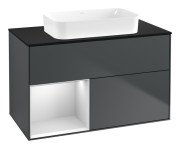 Тумба под раковину Villeroy & Boch Finion 100х50,1 см с подсветкой МДФ темно-синий матовый лак/стекло черное матовое F652MTHG