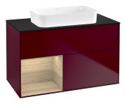 Тумба под раковину Villeroy & Boch Finion 100х50,1 см с подсветкой МДФ пион матовый лак/стекло черное матовое F652PCHB