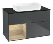 Тумба под раковину Villeroy & Boch Finion 100х50,1 см с подсветкой МДФ темно-синий матовый лак/стекло черное матовое F652PCHG