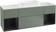 Тумба під раковину Villeroy & Boch Finion 160х50,1 см із підсвічуванням МДФ оливковий матовий лак/скло біле матове F331PDGM