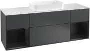 Тумба під раковину Villeroy & Boch Finion 160х50,1 см із підсвічуванням МДФ темно-синій матовий лак/скло біле матове F331PDHG