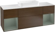 Тумба под раковину Villeroy & Boch Finion 160х50,1 см с подсветкой МДФ шпон грецкого ореха/стекло белое матовое F331GMGN