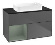 Тумба под раковину Villeroy & Boch Finion 100х50,1 см с подсветкой МДФ антрацит матовый лак/стекло черное  матовое F652GMGK