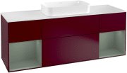 Тумба под раковину Villeroy & Boch Finion 160х50,1 см с подсветкой МДФ пион матовый лак/стекло белое матовое F331GMHB