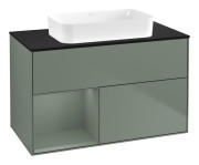 Тумба під раковину Villeroy & Boch Finion 100х50,1 см із підсвічуванням МДФ оливковий матовий лак/скло чорне матове F652GMGM