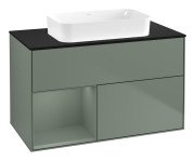 Тумба под раковину Villeroy & Boch Finion 100х50,1 см с подсветкой МДФ оливковый матовый лак/стекло черное матовое F652GMGM