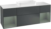 Тумба под раковину Villeroy & Boch Finion 160х50,1 см с подсветкой МДФ темно-синий матовый лак/стекло белое матовое F331GMHG