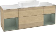 Тумба под раковину Villeroy & Boch Finion 160х50,1 см с подсветкой МДФ шпон дуба/стекло белое матовое F331GMPC