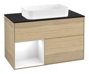 Тумба під раковину Villeroy & Boch Finion 100х50,1 см із підсвічуванням МДФ шпон дуба/скло чорне матове F652GFPC