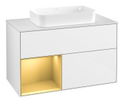 Тумба под раковину Villeroy & Boch Finion 100х50,1 см с подсветкой МДФ глянцевый белый лак/стекло белое матовое G651HFGF