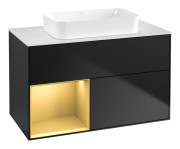 Тумба під раковину Villeroy & Boch Finion 100х50,1 см із підсвічуванням МДФ чорний матовий лак/скло біле матове G651HFPD
