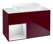 Тумба под раковину Villeroy & Boch Finion 100х50,1 см с подсветкой МДФ пион матовый лак/стекло белое матовое G651MTHB