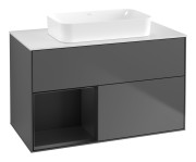 Тумба под раковину Villeroy & Boch Finion 100х50,1 см с подсветкой МДФ антрацит матовый лак/стекло белое матовое G651PDGK