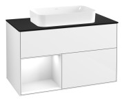 Тумба под раковину Villeroy & Boch Finion 100х50,1 см с подсветкой МДФ глянцевый белый лак/стекло черное матовое G652GFGF