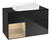 Тумба под раковину Villeroy & Boch Finion 100х50,1 см с подсветкой МДФ черный матовый лак/стекло черное матовое F652PCPD