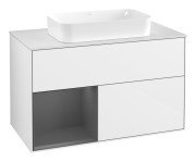 Тумба під раковину Villeroy & Boch Finion 100х50,1 см з підсвіткою МДФ білий глянцевий лак/скло біле матове G651GKGF