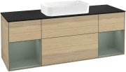 Тумба під раковину Villeroy & Boch Finion 160х50,1 см із підсвічуванням МДФ шпон дуба/скло чорне матове F332GMPC