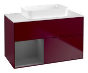 Тумба під раковину Villeroy & Boch Finion 100х50,1 см з підсвічуванням МДФ півонія матовий лак/скло біле матове G651GKHB