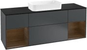 Тумба под раковину Villeroy & Boch Finion 160х50,1 см с подсветкой МДФ темно-синий матовый лак/стекло черное матовое F332GNHG
