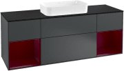 Тумба під раковину Villeroy & Boch Finion 160х50,1 см із підсвічуванням МДФ темно-синій матовий лак/скло чорне матове F332HBHG