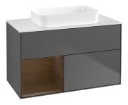 Тумба під раковину Villeroy & Boch Finion 100х50,1 см з підсвічуванням МДФ антрацит матовий лак/скло біле матове G651GNGK