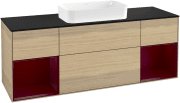 Тумба под раковину Villeroy & Boch Finion 160х50,1 см с подсветкой МДФ шпон дуба/стекло черное матовое F332HBPC