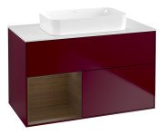 Тумба под раковину Villeroy & Boch Finion 100х50,1 см с подсветкой МДФ пион матовый лак/стекло белое матовое G651GNHB