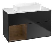 Тумба под раковину Villeroy & Boch Finion 100х50,1 см с подсветкой МДФ черный матовый лак/стекло белое матовое G651GNPD