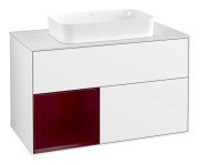 Тумба під раковину Villeroy & Boch Finion 100х50,1 см з підсвіткою МДФ білий глянцевий лак/скло біле матове G651HBGF