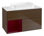 Тумба під раковину Villeroy & Boch Finion 100х50,1 см із підсвічуванням МДФ шпон волоського горіха/скло біле матове G651HBGN