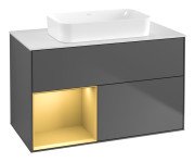 Тумба под раковину Villeroy & Boch Finion 100х50,1 см с подсветкой МДФ антрацит матовый лак/стекло белое матовое G651HFGK