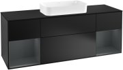 Тумба під раковину Villeroy & Boch Finion 160х50,1 см із підсвічуванням МДФ чорний матовий лак/скло чорне матове F332HGPD