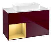 Тумба під раковину Villeroy & Boch Finion 100х50,1 см з підсвічуванням МДФ півонія матовий лак/скло біле матове G651HFHB