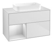 Тумба під раковину Villeroy & Boch Finion 100х50,1 см із підсвічуванням МДФ білий матовий лак/скло біле матове G651MTMT