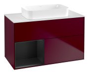 Тумба під раковину Villeroy & Boch Finion 100х50,1 см з підсвічуванням МДФ півонія матовий лак/скло біле матове G651PDHB