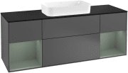 Тумба під раковину Villeroy & Boch Finion 160х50,1 см із підсвічуванням МДФ антрацит матовий лак/скло чорне матове F332GMGK