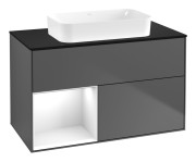 Тумба под раковину Villeroy & Boch Finion 100х50,1 см с подсветкой МДФ антрацит матовый лак/стекло черное матовое G652GFGK