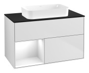 Тумба під раковину Villeroy & Boch Finion 100х50,1 см із підсвічуванням МДФ білий матовий лак/скло чорне матове G652GFMT