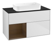 Тумба под раковину Villeroy & Boch Finion 100х50,1 см с подсветкой МДФ белый матовый лак/стекло черное матовое G652GNMT