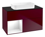 Тумба під раковину Villeroy & Boch Finion 100х50,1 см з підсвічуванням МДФ півонія матовий лак/скло біле матове G652GFHB