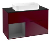 Тумба під раковину Villeroy & Boch Finion 100х50,1 см з підсвічуванням МДФ півонія матовий лак/скло чорне матове G652GKHB