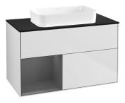 Тумба под раковину Villeroy & Boch Finion 100х50,1 см с подсветкой МДФ белый матовый лак/стекло черное матовое G652GKMT