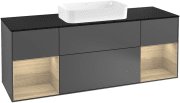 Тумба под раковину Villeroy & Boch Finion 160х50,1 см с подсветкой МДФ антрацит матовый лак/стекло черное матовое F332PCGK