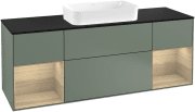 Тумба под раковину Villeroy & Boch Finion 160х50,1 см с подсветкой МДФ оливковый матовый лак/стекло черное матовое F332PCGM