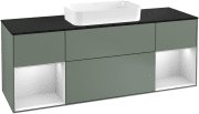 Тумба під раковину Villeroy & Boch Finion 160х50,1 см із підсвічуванням МДФ оливковий матовий лак/скло чорне матове F332MTGM