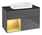 Тумба под раковину Villeroy & Boch Finion 100х50,1 см с подсветкой МДФ антрацит матовый лак/стекло черное матовое G652HFGK