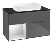 Тумба под раковину Villeroy & Boch Finion 100х50,1 см с подсветкой МДФ антрацит матовый лак/стекло черное матовое G652MTGK