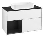 Тумба під раковину Villeroy & Boch Finion 100х50,1 см з підсвіткою МДФ білий глянцевий лак/скло чорне матове G652PDGF